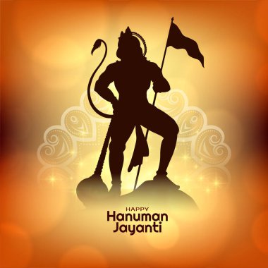 Güzel Mutlu Hanuman Jayanti Hint festivali kutlama kartı vektörü