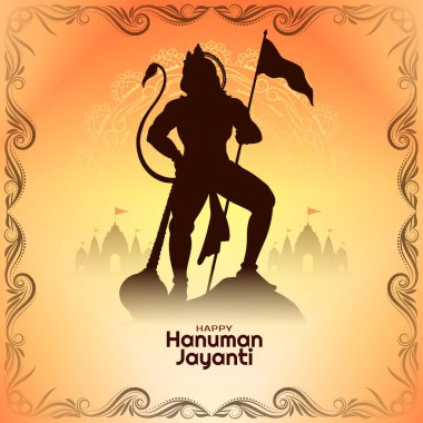Mutlu Hanuman Jayanti kültür Hint festivali dini kart vektörü