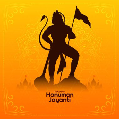 Mutlu Hanuman Jayanti kültür Hint festivali dini kart vektörü