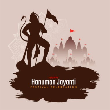 Mutlu Hanuman Jayanti Hint festivali tebrik kartı vektörü