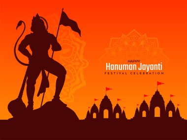 Mutlu Hanuman Jayanti Hint festivali dini kart vektörü