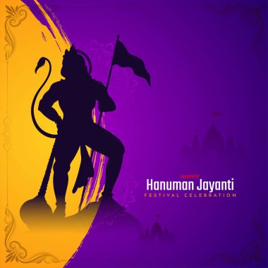 Geleneksel Mutlu Hanuman Jayanti Hint festivali kartı vektörü