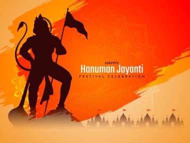 Mutlu Hanuman Jayanti Hint festivali tebrik kartı vektörü