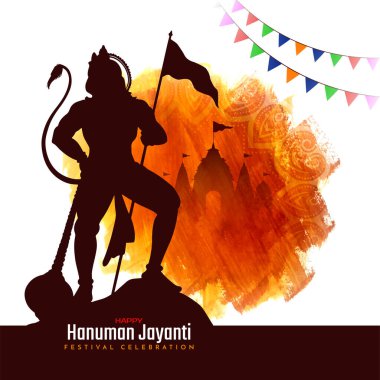 Mutlu Hanuman Jayanti Hint festivali dini kart vektörü