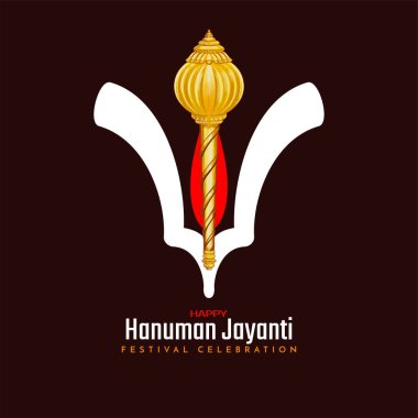 Tilak ve Gada tasarım vektörlü mutlu Hanuman jayanti kartları