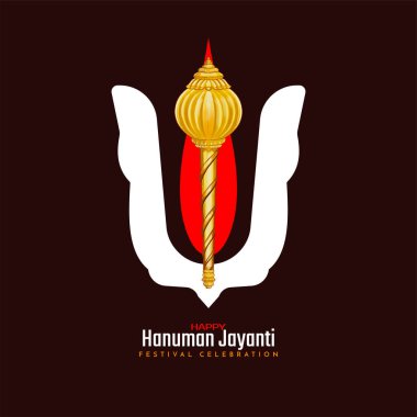 Mutlu Hanuman Jayanti dini kutlama kartları Tilak ve Gada tasarım vektörü