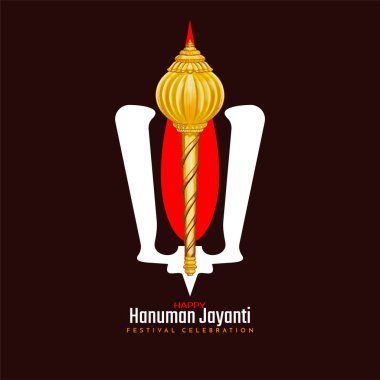 Mutlu Hanuman Jayanti dini kutlama kartları Tilak ve Gada tasarım vektörü