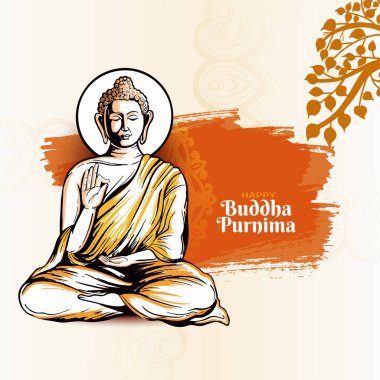 Geleneksel Mutlu Buda Purnima Hint festivali kartı vektörü