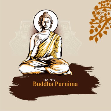 Şık Mutlu Buda Purnima Hint Festivali tebrik kartı vektörü