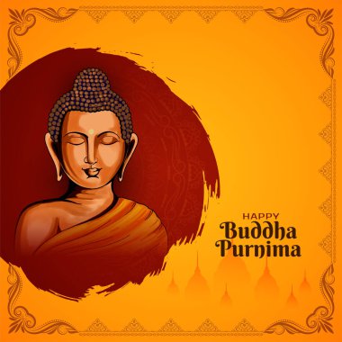 Şık Mutlu Buda Purnima Hint Festivali tebrik kartı vektörü