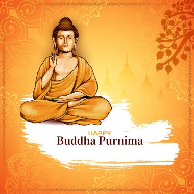 Geleneksel Mutlu Buda Purnima Hint festivali kartı vektörü