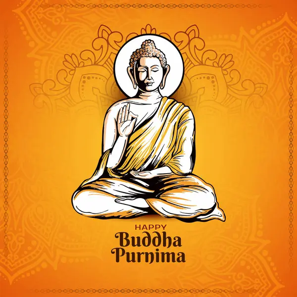 Kültürel Mutlu Buda Purnima Hint festivali kutlama kartı vektörü