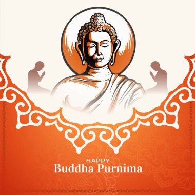 Geleneksel Mutlu Buda Purnima Hint Festivali tebrik kartı vektörü
