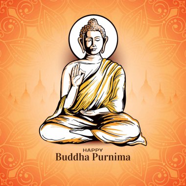 Geleneksel Mutlu Buda Purnima Hint Festivali tebrik kartı vektörü