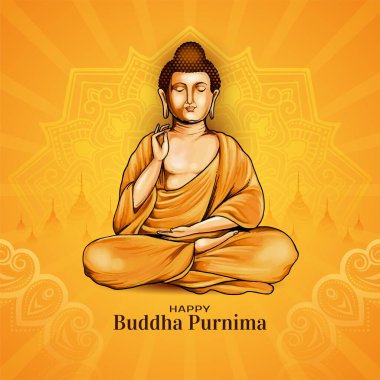 Güzel Mutlu Buda Purnima Hint festivali kutlama kartı vektörü