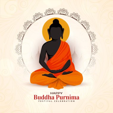Geleneksel Mutlu Buda Purnima Hint Festivali tebrik kartı vektörü