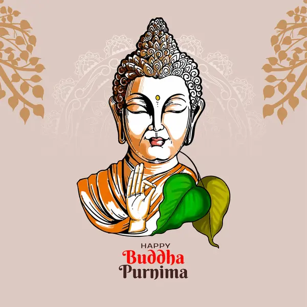 Gautam Buddha tasarım vektörüyle Mutlu Buda Purnima Hint Festivali