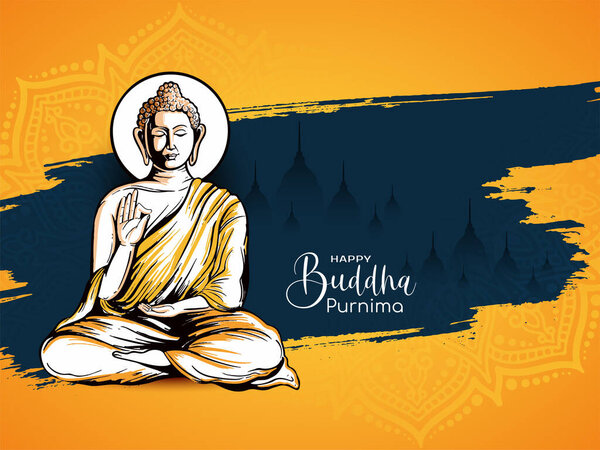Элегантный вектор культурно-индийского фестиваля Счастливый Будда Пурнима