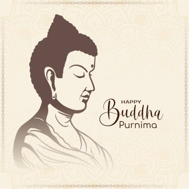 Mutlu Buda Purnima Hint kültür festivali kartı Lord Buddha vektörüyle