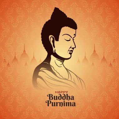 Mutlu Buda Purniması geleneksel Hint festivali tebrik kartı vektörü