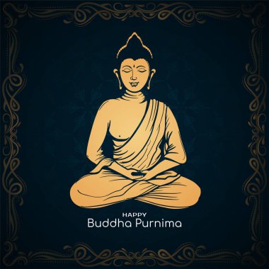 Güzel Mutlu Buda Purnima Hint festivali kartı Gautam Buddha tasarım vektörü