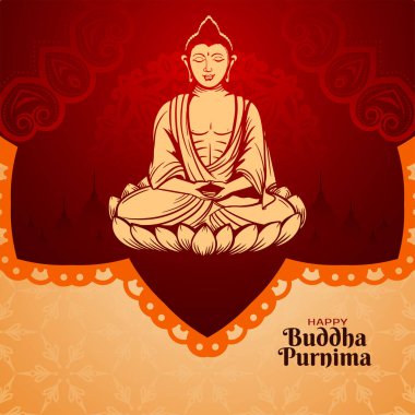 Sanatçı Mutlu Buda Purnima Hint dini festival kartı vektörü