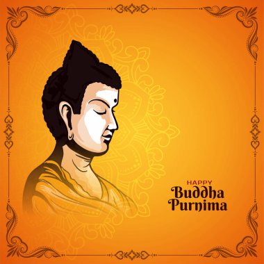 Güzel Mutlu Buda Purnima Hint festivali kartı Gautam Buddha tasarım vektörü