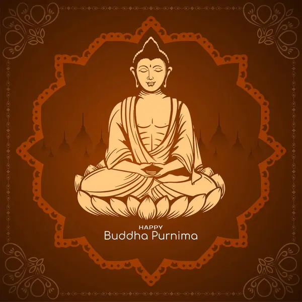 Güzel Mutlu Buda Purnima Hint festivali kartı Gautam Buddha tasarım vektörü