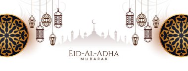 İslami Kurban Bayramı Mübarek festivali bayrak tasarım vektörü