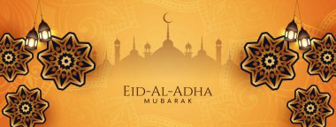 Kültürel Kurban Bayramı Mübarek bayrak tasarım vektörü