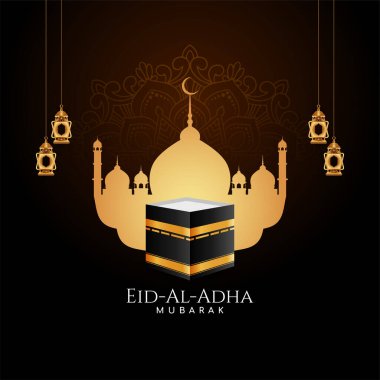 Cami vektörü ile El Adha Mübarek arka plan tasarımı