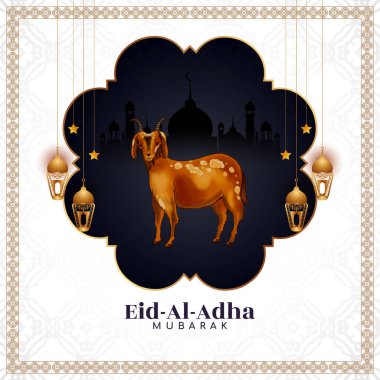 Kurban Bayramı Mübarek İslami tebrik kartı tasarım vektörü
