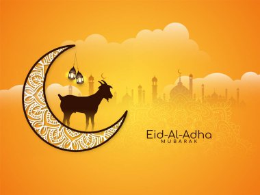 İslami Kurban Bayramı Mübarek festivali kutlama kartı vektörü