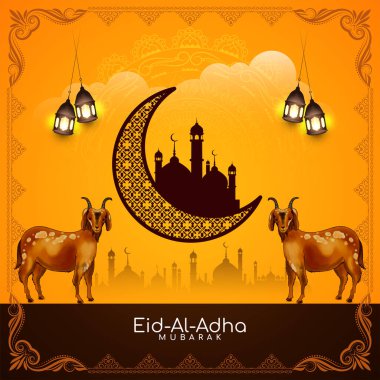 Kurban Bayramı Mübarek İslami tebrik kartı tasarım vektörü