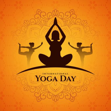 Güzel Uluslararası Yoga Günü 21 Haziran arkaplan vektörü