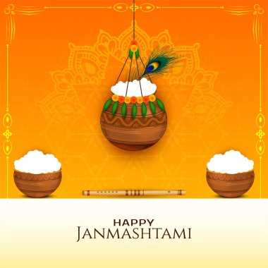 Mutlu Janmashtami Hindu festivali kutlama arkaplan vektörü