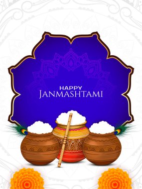 Mutlu Janmashtami Lord Krishna doğum günü Hint festivali arka plan vektörü