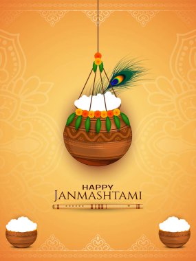 Mutlu Janmashtami Hint dini festivali arka plan vektörü