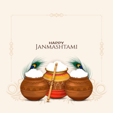 Mutlu Janmashtami Hint dini festivali arka plan vektörü