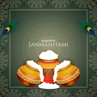 Mutlu Janmashtami Tanrısı Krishna doğum günü kutlaması festivali arka plan vektörü