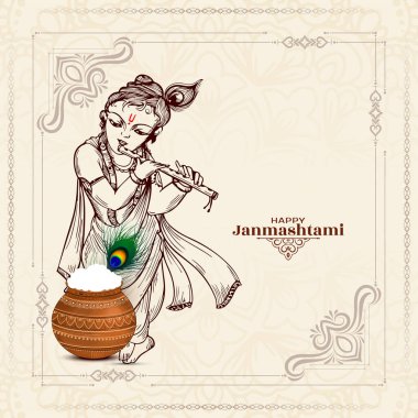 Güzel Mutlu Janmashtami Hint festivali dini arka plan vektörü