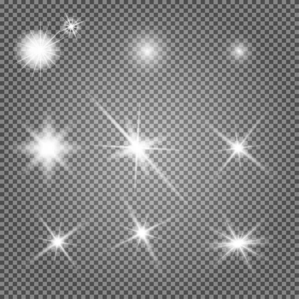 Yıldız Işığı Yıldız Patlaması Etkisi Vektör Işıltısı Işık Saçıyor Şeffaf — Stok Vektör