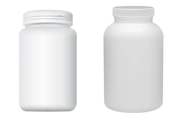 White Plastic Supplement Bottles Sport Jar Whey Protein Powder Vitamin  Stock Vector by ©sergiibaibak 388527900
