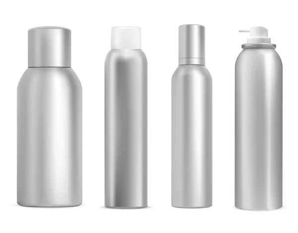 Metalowy Aerozol Może Modelować Aluminiowa Butelka Dezodorantem Srebrna Plastikowa Pokrywa Grafika Wektorowa