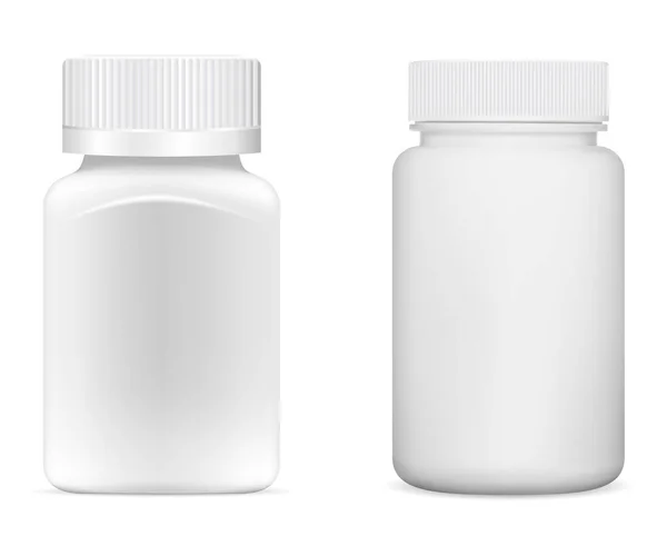 Doplňte Sklenici Léková Forma Vektorová Šablona Bílý Plast Vitamin Balení Royalty Free Stock Vektory
