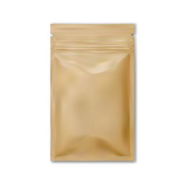 Kese kağıdı maketi, atıştırmalık kahverengi kese. Organik gıda poşeti, gerçekçi fermuar tasarım paketi. Çay, kurabiye ya da şeker için geri dönüşüm paketi boş, logo ya da marka yok