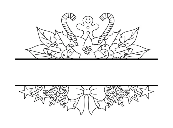 Рамка Рождественскими Элементами Линейном Стиле Зимний Графический Дизайн Границы Каникулы — стоковый вектор