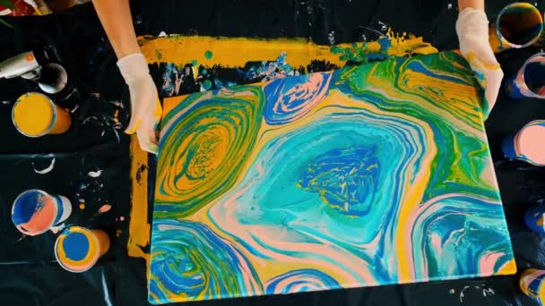 Malarstwo Płynnej Sztuki Tło Płynnymi Akrylowymi Kolorami Mieszane Farby Mieszanie — Wideo stockowe