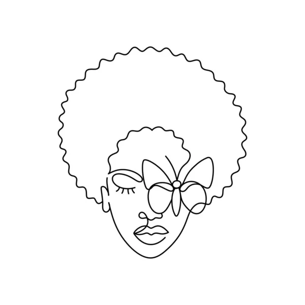 Visage Une Femme Afro Américaine Dans Style Abstrait Minimaliste Moderne — Image vectorielle