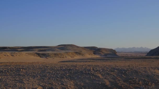 Сафари Путешествие Африку Каменную Пустыню Пустыня Сахара Рассвете Закате Горный — стоковое видео